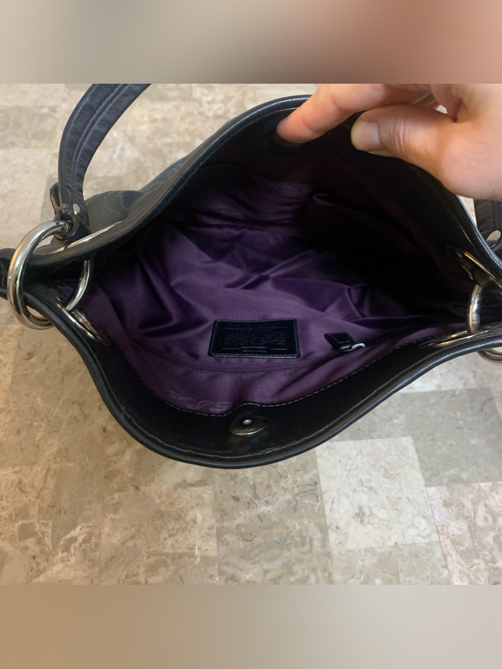 Coach Ashley Lurex Bag Shoulder One Handle Purse Metallic Signature Cs Authentic - Picture 14 of 16